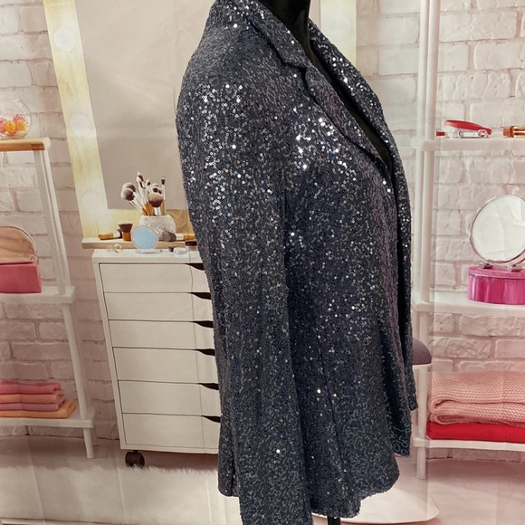 Bobeau Gray Sequin Jacket Size L - Picture 2 of 9